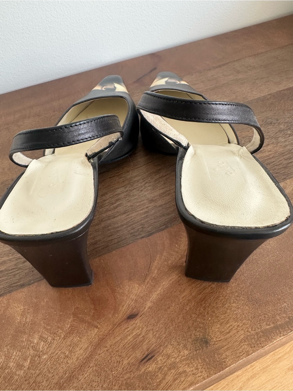 Icon Women’s Navy Art Print “The Kiss” Leather Block Heeled Sling Back Size 7.5 - Picture 6 of 8
